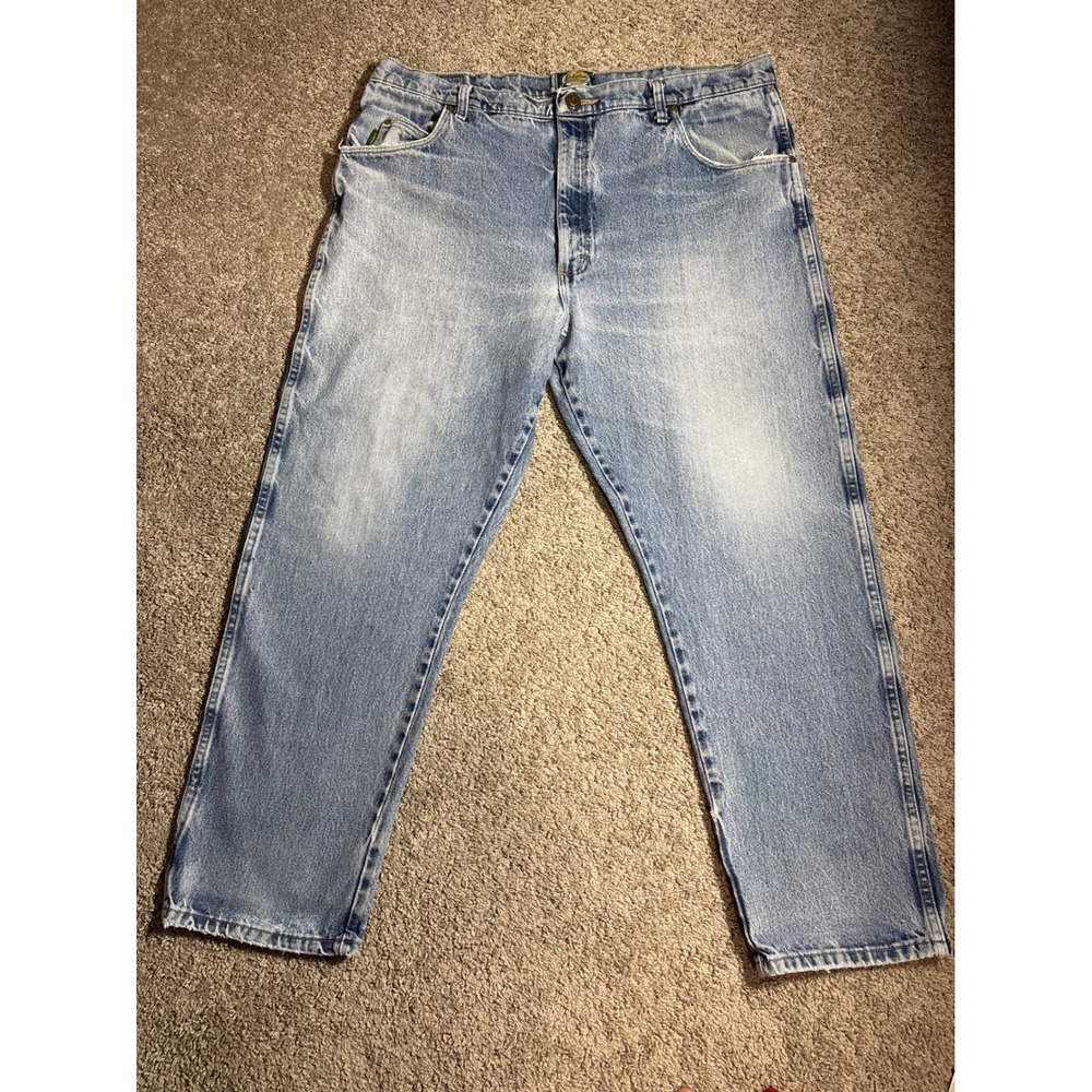 Cabelas Roughneck Mens Light Wash Denim Relaxed Fit Jeans 42x30 905099D